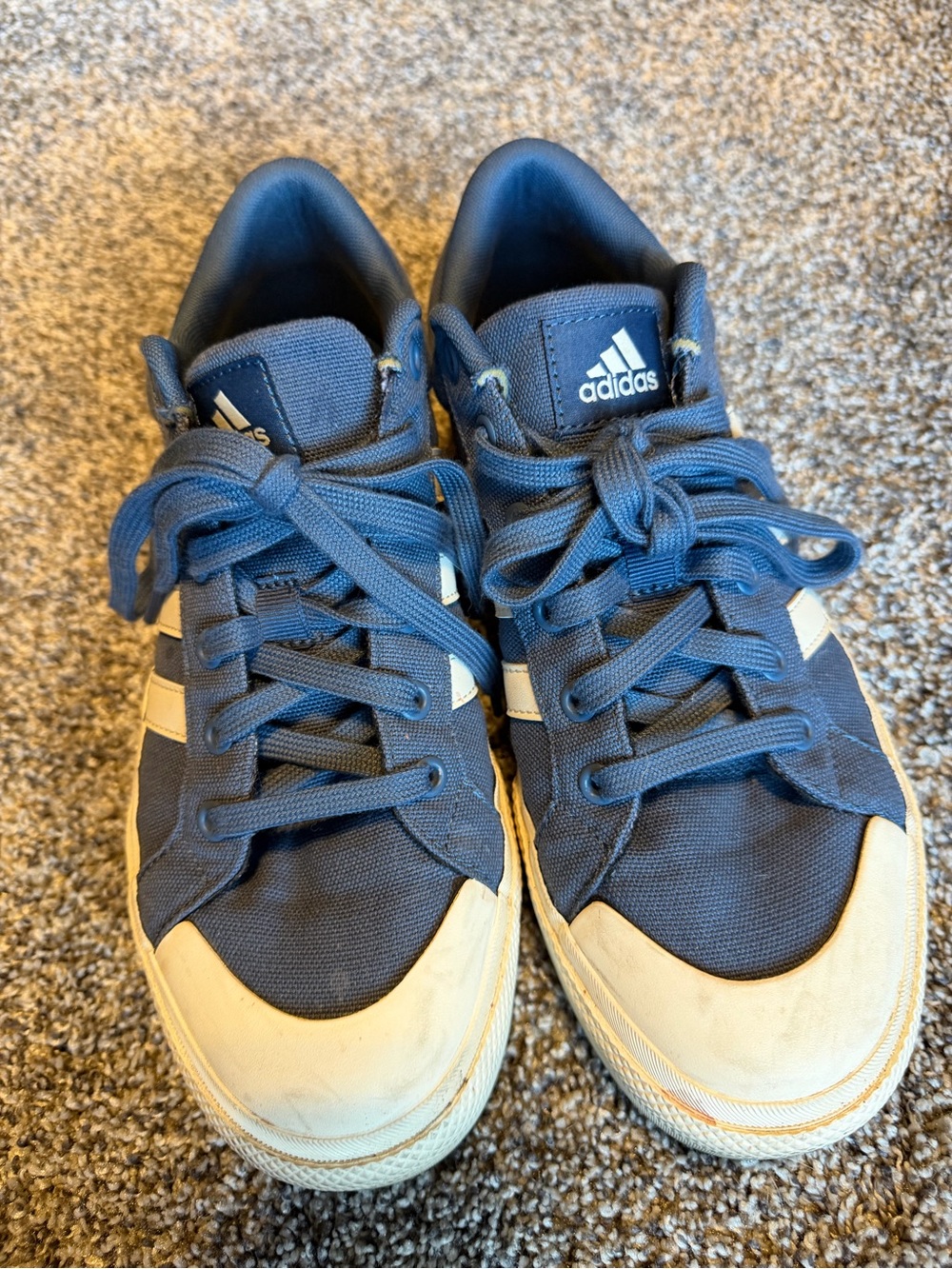 adidas Blue Canvas Low-Top Sneakers with White Accents